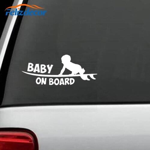 Black/Silver Interesting Baby On Board Car Sticker Vinyl Fashion Surfboard Surfer Decor Car Window Styling Removable Decal C841