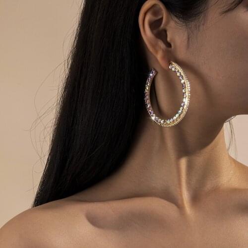 European and American exaggerated personality fashion jewelry micro-inlaid rhinestone luxury French retro female earrings