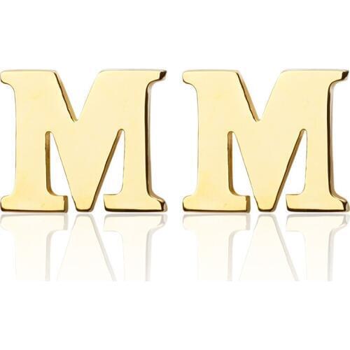 HYX Jewellery 2016 NEW ARRIVAL Gold A-Z Letter M Famous Brand Enamel Wedding gift cuff links wholesale& retail Shirt Cufflinks