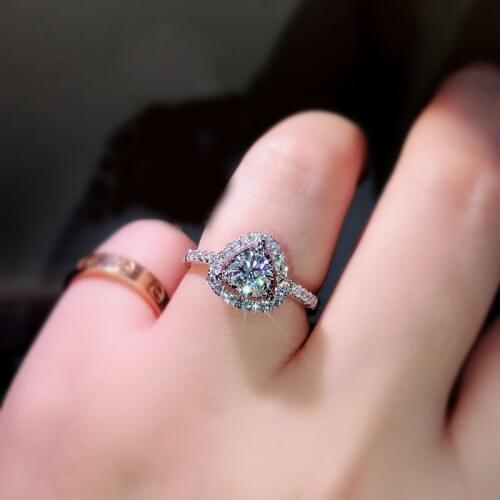 Exquisite Fashion Simple Ring Love Heart Full Diamond Inlaid Zircon Ladies Ring 925 Silver Wedding Bridal Jewelry Ladies Ring