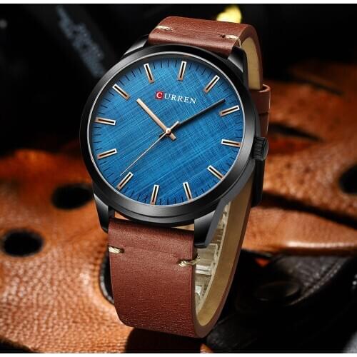 Classic Male Clock Quartz Watch Fashion Men Wrist Watches Business Blue Leather Watch Men