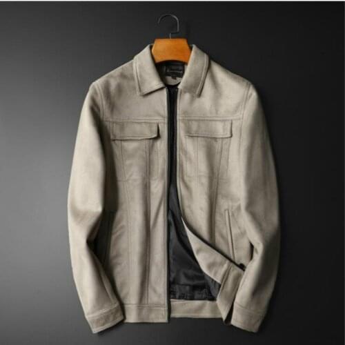 Spring and Autumn New Fashion mens Lapel suede jacket Masculino Casual jackets Outerwear solid color Men slim clothes top