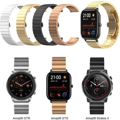 Metal Strap For Huami Amazfit GTS / GTR 47mm 42mm Watch Bracelet band for Amazfit 3 Stratos / Bip lite Stainless Steel Watchband