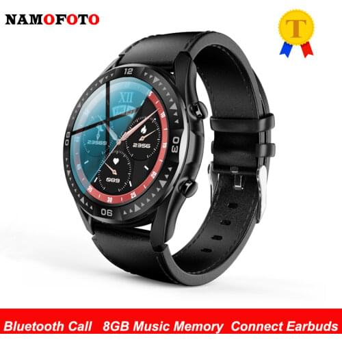 Mens New Fashion Smart Watch 8GB Music Memory Connect Bluetooth Earphones Sports Fitness Tracker Dial Call Message Smartwatch