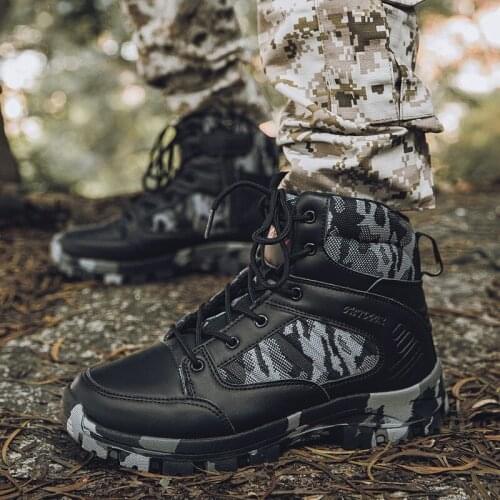 Men Military Tactical Boot Breathable Camouflage Non-slip Army Shoes Outdoor Soft Sport Trekking Hiking Ankle Boots Size 39-46