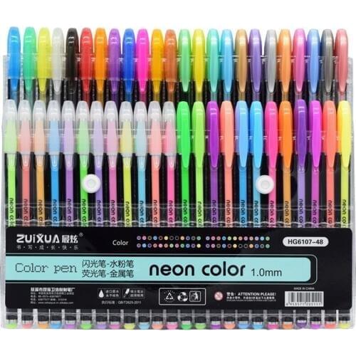 12/24/36/48 Colors Gel Pens Set, Glitter Gel Pen for Adult Coloring Books Journals Drawing Doodling Art Markers