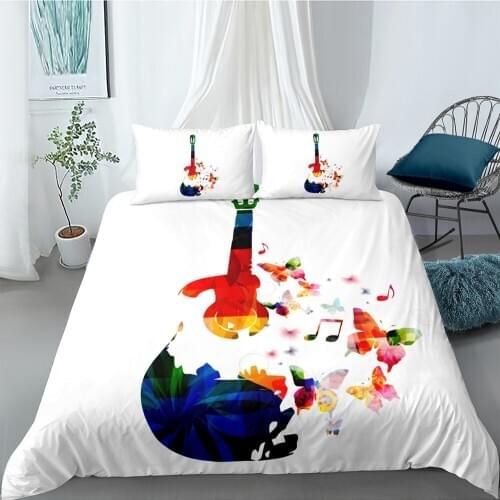 Musical Note Bedding Set King Size Artistic High End Duvet Cover White Queen Twin Full Single Double Unique Design Bed Set