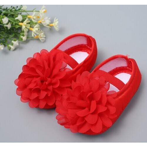 Baby Girl Shoes For Toddlers Newborns Children Princess Flowers Bowknot Slip-On Infant Shoes Babies Casual Walker Red Pink