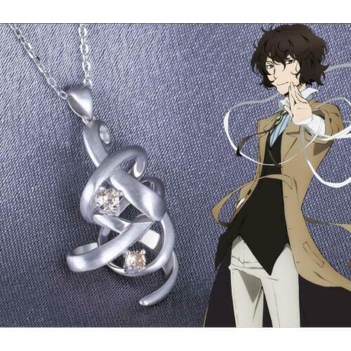 New Anime Stray Dogs Dazai Osamu Pendant Necklace 925 Silver Anime Jewelry Cos Gift