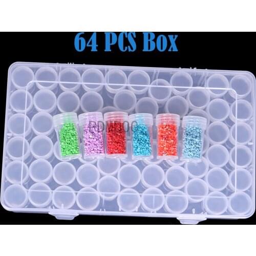 Plastic Diamond Painting Accessories 60/64 Bottles Box Container Storage Box Diamant Painting Holder Diamond Mosaic Embroidery