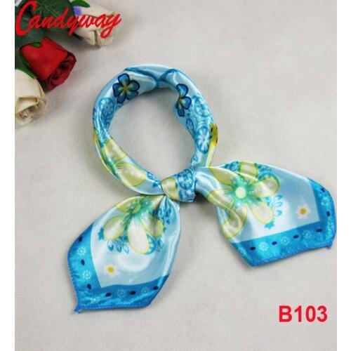 50x50cm Blue Head scarf Silk Fashion Ladies Accessories Women Square Scarve neckerchief fashion Printed bb103