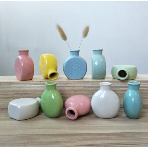 Oblate Ceramic Aromatherapy Bottle Creative Small Vase Simple Home Decoration Jewelry Mini Indoor Planter Ceramic Pot