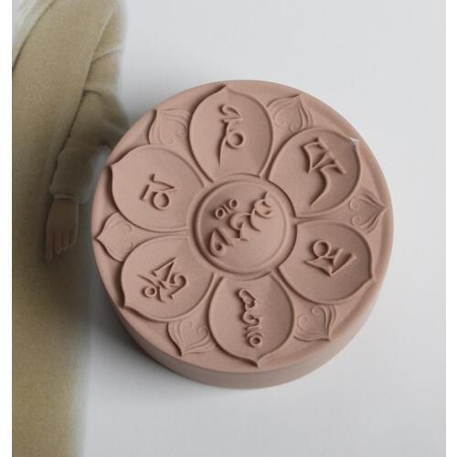 PRZY Silicone Mold Handmade Soap Mold Stereo Six Words Miraculous Round Shape Handmade Molds Silica Gel Aroma Stone Moulds 001