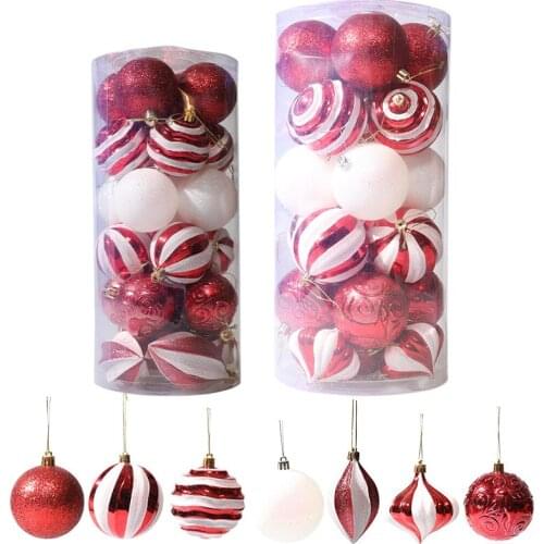 Christmas Ball Red and White Special-shaped Ball Plastic Chrismas Tree Hanging Decoration Props Home Furnishing Props 25 8cm