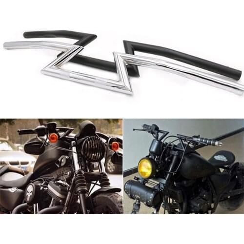 Motorcycle Handlebar CNC Aluminum 7/8"22mm Vintage Handle Bar Scooter Lightning design Drag Bar Retro for Suzuki for Kawasaki