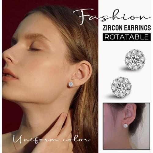 Shining Flow Rotatable Earrings for Women Zircon Ear Hoop Stud Earrings Jewelry Gift BH
