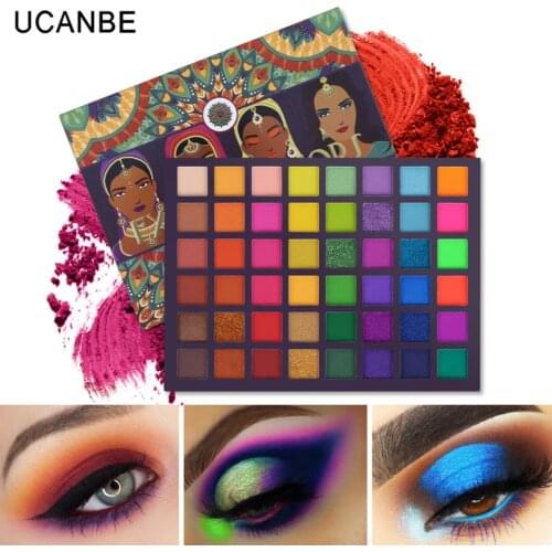 UCANBE 48 Color Shimmer Matte Eyeshadow Exotic Flavors Palette Pressed Glitter Green Eye Shadow Neon Metallic Makeup Cosmetics