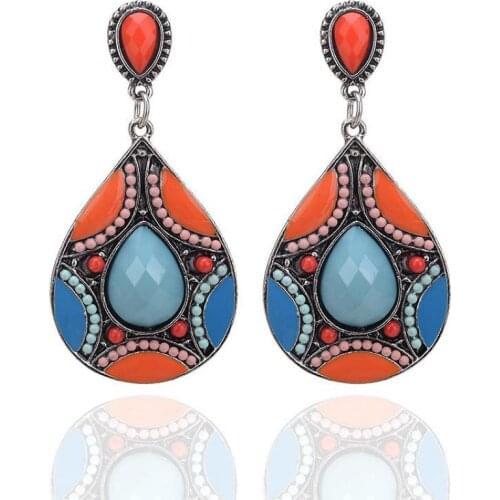 European American Stud Earrings For Women Colorful Earring Earings Jewelry Earing Brincos Brinco Water Drop Shape Gift Wholesale