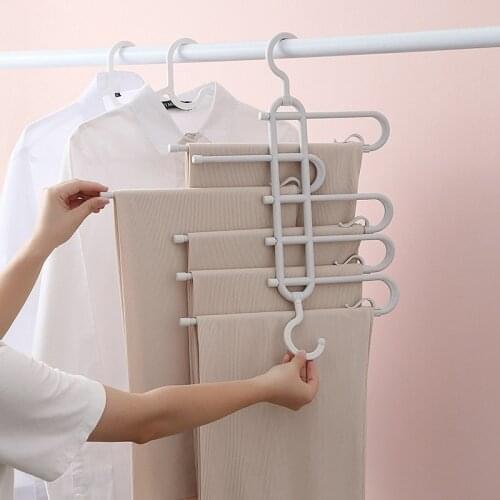 Magic Multi-Port Pant Rack Hanger For Clothes Organizer Drying Racks Stainless Steel Multifunction Shelves Closet Storage Racks