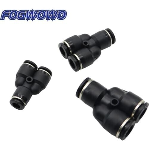 Y-Type Three-Way Pneumatic Quick Connectors PY Black Diameter Connector Interface Size 6mm/8mm/10mm Garden Water Irrigation 5pcs