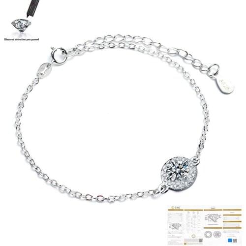 100% 925 Sterling Silver Created Moissanite Gemstone Bangle Charm Wedding Engagement Bracelet Fine Jewelry