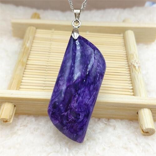 100% Natural Charoite Purple Women Rhombus Pendant 44x18x10mm From Russia Necklace Jewelry Rare Beads AAAAA