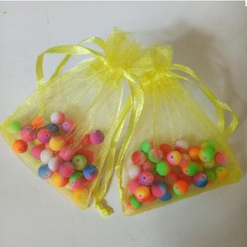 100 pcs/Lot Yellow Organza Jewelry Gift Bags 7x9 9x12 10x15 13X18 17X23 cm Wedding Christmas Package Bags Drawstrings Yarn Pouch
