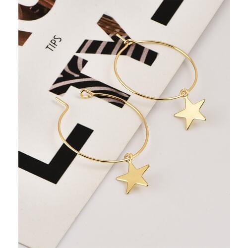 2019 New Personality Simple Pentagram Earring Female Metal Star Dangle Earrings For Women Girl Trendy Jewelry