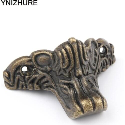 8PCS 47*30mm Antique Zinc Alloy Wooden Feet Desk Edge Jewelry Wine Box Furniture Leg Corner