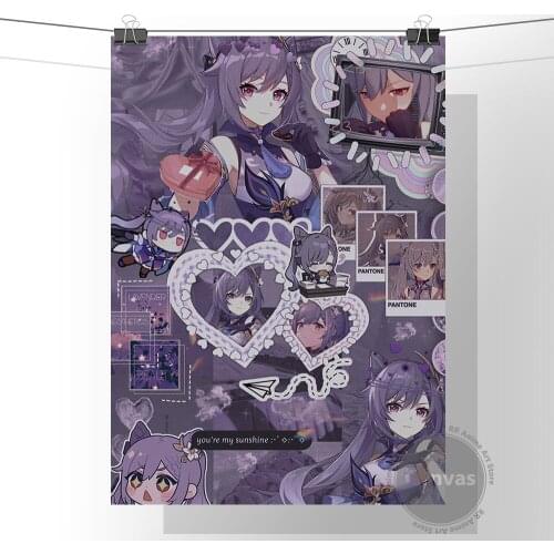 Anime Keqing Genshin Impact Poster Pictures Home Manga Decoration Paintings Canvas HD Prints Wall Art Modular Living Room