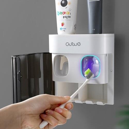 Automatic Toothpaste Dispener Squeezer Self-adhesive Dustproof Toothbrush Holder With Magnetic Cover Bathroom Accessories
