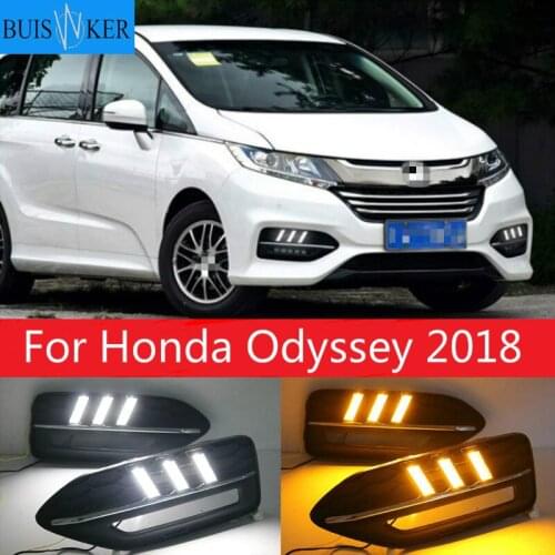 Car LED DRL Daytime Running Light for Honda Odyssey 2018 White Daytime light Yellow Turn Signal Light Blue Lamp