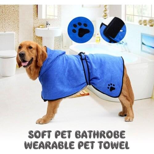 Dog Bathrobe XS-XL Pet Dog Bath Towel for Small Medium Large Dogs 400g Microfiber Super Absorbent Pet Drying Towel