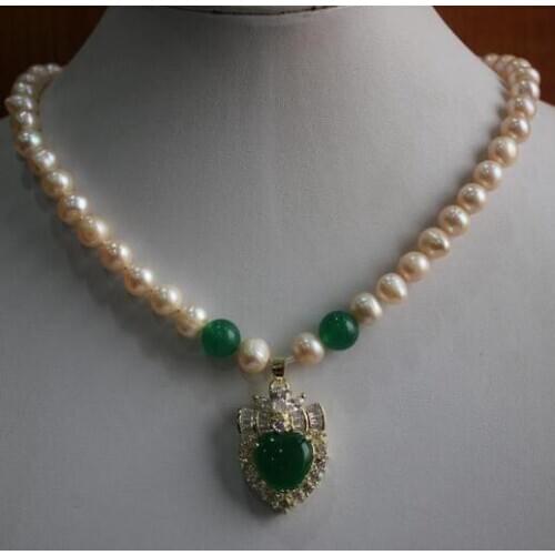 Free shipping 1row Hot Jewelry white 8mm shell pearl Jade Pendant Necklace 18