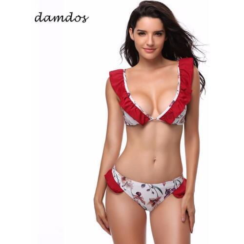 Bikini 2018 Women Sexy Swimsuit High Waist Swimwear Striped Biquini Swim Bathing Suit Off Shoulder Swimwear Bikinis Women