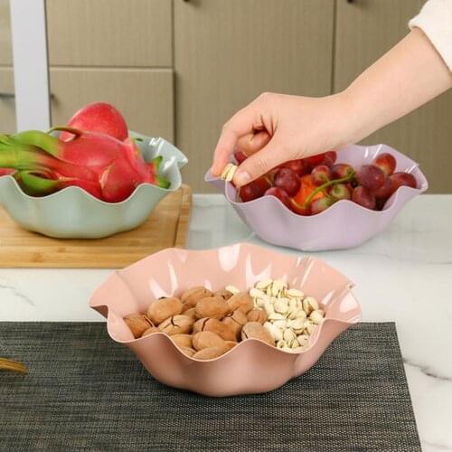 Snack Dish Snacks Fruit Sushi Plate Desserts Plate All-purpose Ruffled Design Plastic Non-slip Salad Kitchen Bowl for Office