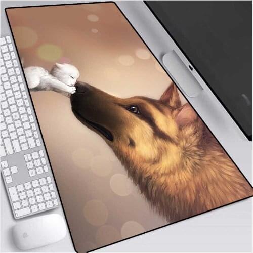 Animal Two Dogs Pattern Large Mouse Pad XXL Rubber Non-Slip Computer Notebook Keyboard Pad Seam Edge Gaming Desk Mouse Pad 90X40