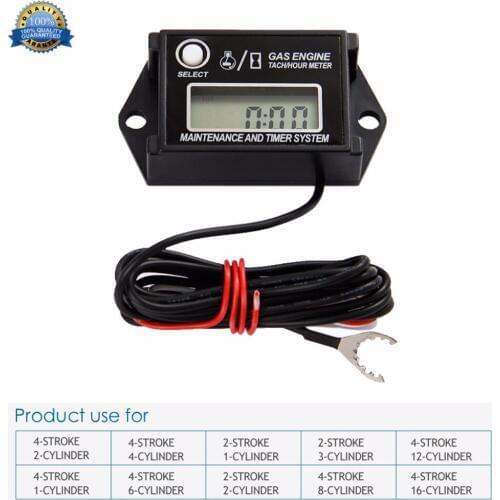 Digital Tachometer Hour Meter Tach Max RPM Recall for 2 & 4 Stroke Engine Snowmobile ATV Generator Motorcycle jet truck MX 026A