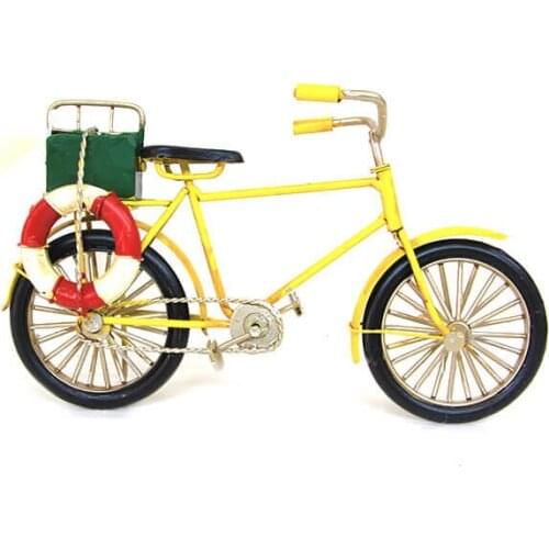 Decorative Metal Classic Yellow Bicycle Bag -Trinket, Miniature, Gift,Nostalgic,Vintage, Handmade, hand Painted, Quality Durable