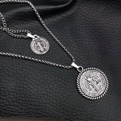 Stainless Steel Jesus Double-sided Pendant Long Necklace Wholesale Double Layered Sweater Chain Versatile Necklace