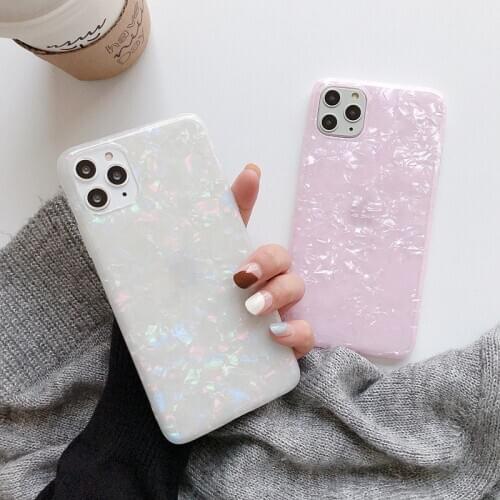 LACK Glossy Conch Shell Glitter Phone Case For iphone 12 11 Pro Xs Max Xr X 7 8Plus 12 Mini SE2 Soft Silicone Luxury cases Cover