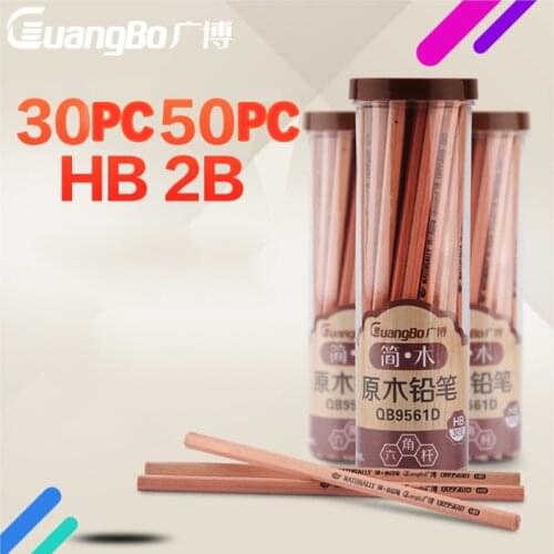 Guangbo 2B Pencil 50PC CHILDRENS Painting Book Doing Homework Triangular Positive Attitude Pencil HB Logs Sketch Mapping Pencil