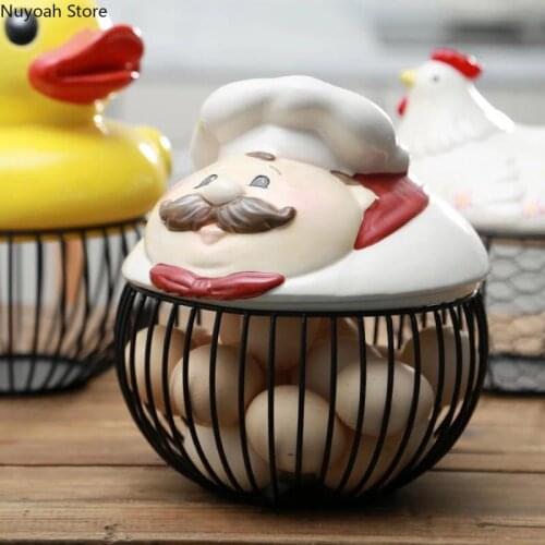 Ceramic Egg Basket Fruit Basket Garlic Potato Storage Basket Home Kitchen Decoration Creative Storage Wrought Iron Basket