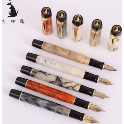 Kaigelu 316 Classic Marble Celluloid Fountain Pen, 22KGP Medium Nib Multicolor For Choice Phantom Pattern Business Writing Pen
