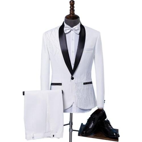 Singer stage men suit set with pants personality mens wedding suits new arrival slim formal dress mens groom suit + pant