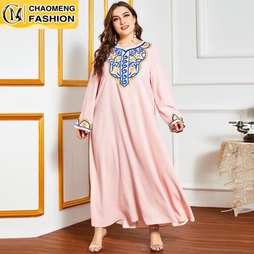 Dubai Abaya Embroidered Fashion Plus Size Hijab Dress Turkey Kaftan Islam Clothing Muslim For Women Vestidos Arabic Maxi Robe