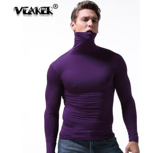 2019 Spring Autumn Pile Modal Tshirt Men Slim Fit Elastic Long Sleeve Soft Muscle Black T-shirt Plus Size Basic Mogere T Shirt