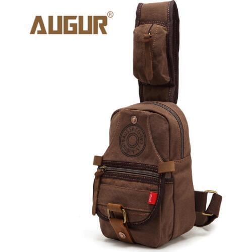 AUGUR Canvas Chest Bags MenS Multifunctional Shoulder Messenger Bags Vintage Mini Chest Pack Sling Crossbody Travel Bag Male