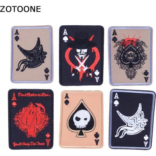 ZOTOONE Poke Patches for Clothing Spades A Embroidered Patches for Clothes Wild Skull Stickers Applications Diy Punk Decorations