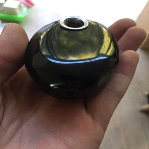 Natural obsidian crystal oval crystal tube quartz point pipe, smoking vessel